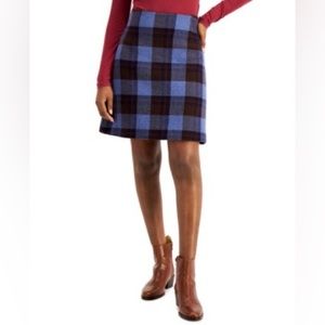 Weekend MaxMara Tabarin Blue Plaid Wool A-Line Skirt Size 10 Lined Classic